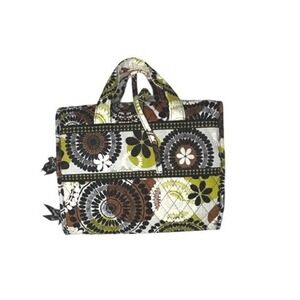 Vera Bradley Coca Moss Hanging Travel Toiletry Organizer Brown Green Medallions